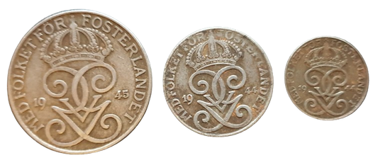 Zweden 1, 2, 5 Ore 1942 - 1950