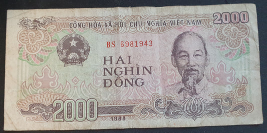 Vietnam 2000 Dong 1988 Biljet