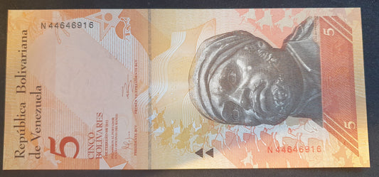 Venezuela 5 Bolivares 2011 Biljet