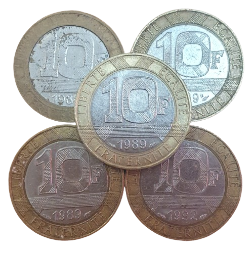 Frankrijk 5x 10 Francs 1988 - 2000