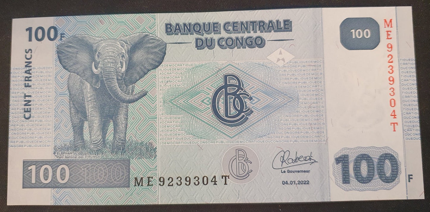 Congo 100 Francs 2022 UNC Biljet