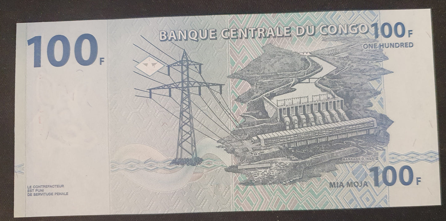 Congo 100 Francs 2022 UNC Biljet