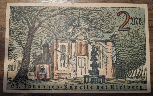 Duitsland Rietberg Stadt 2 Mark 1921 Noodbiljet