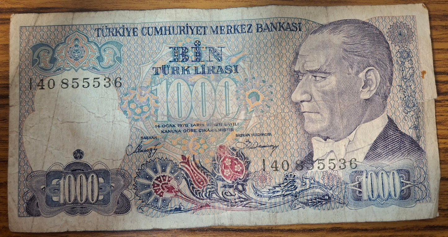 Turkije 1000 Lirasi 1970