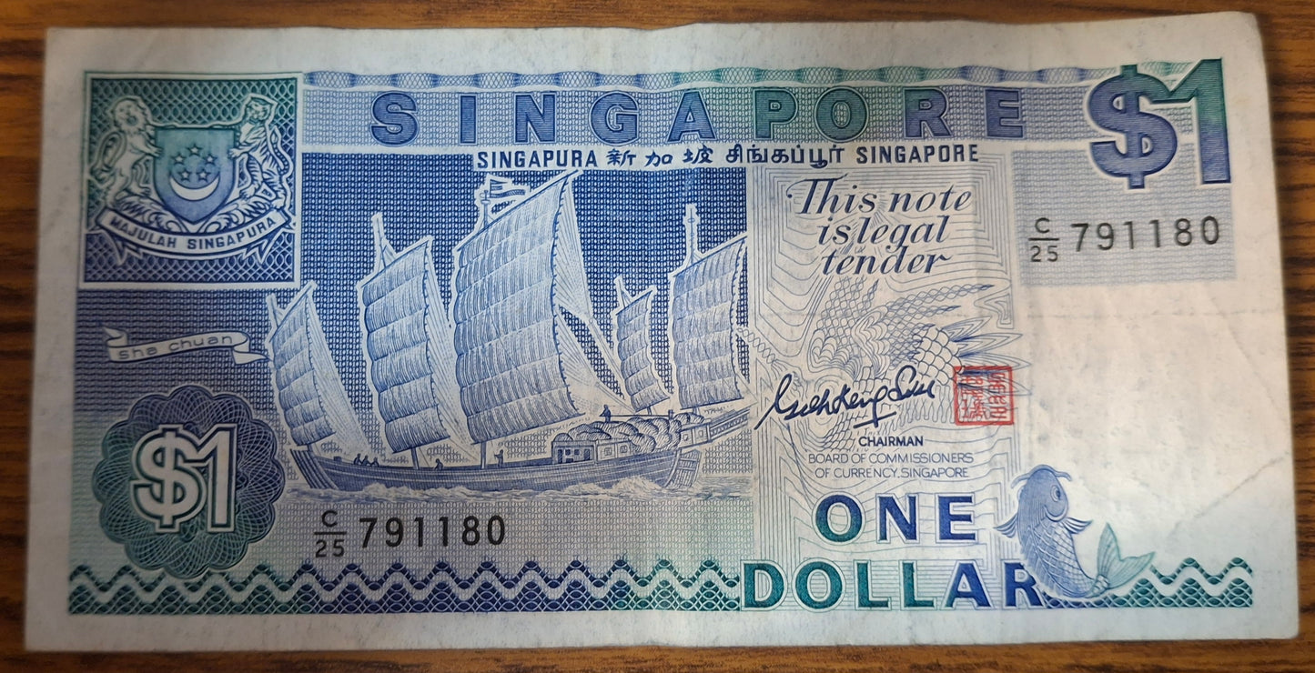 Singapore 1 Dollar 1987 Biljet