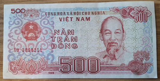 Vietnam 500 Dong 1988 Biljet