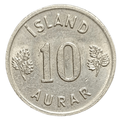 IJsland 10 Aurar 1969 - Munten Punt