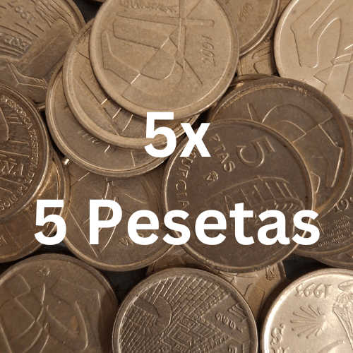 Spanje 5x 5 Pesetas - Munten Punt